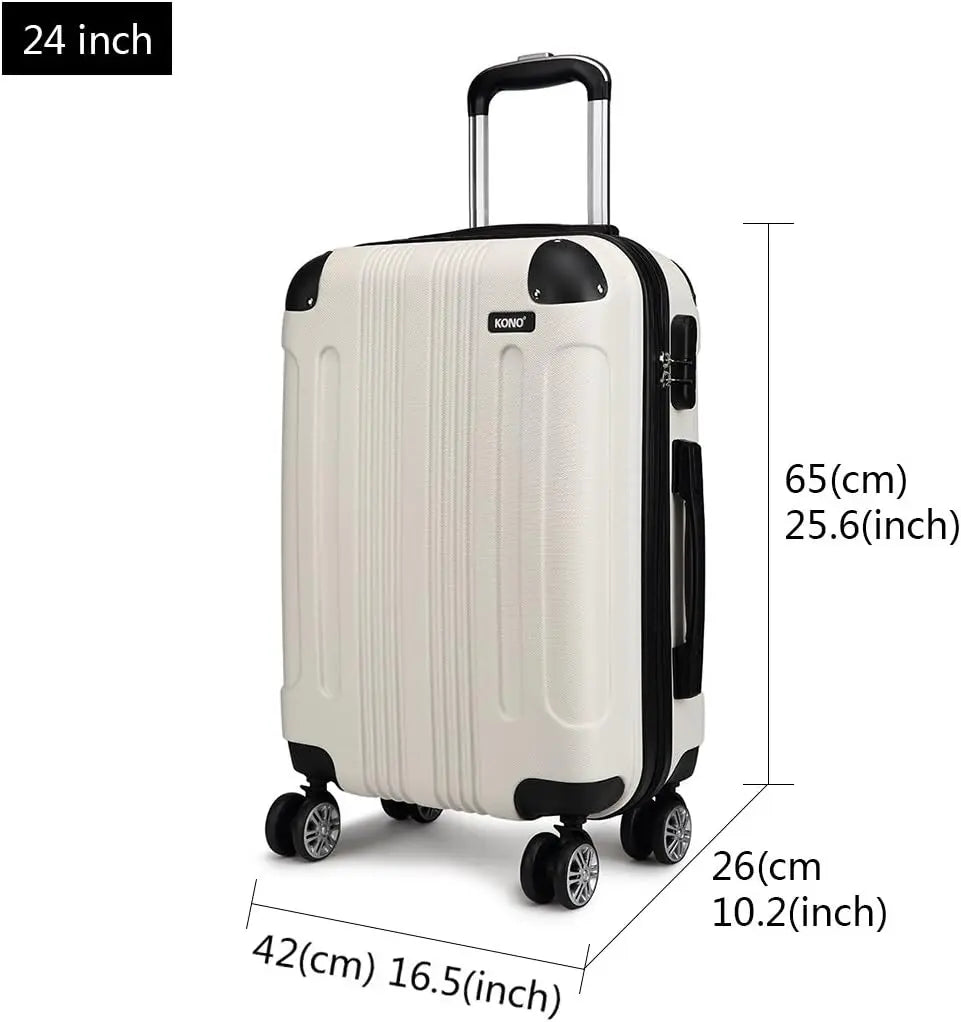KONO Suitcase Lightweight hard case trolley suitcase with 4 twin wheels ABS material