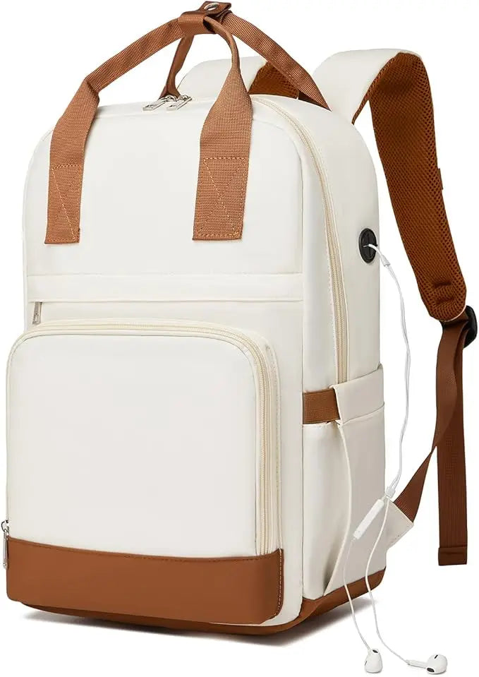 KONO WOMEN'S Waterproof Laptop Backpack with 15.6 Inch Laptop Compartment headphones Connector Ergonomic Ideal for School & Travel