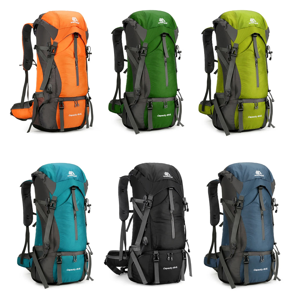 【New】70L Hiking Backpack Water-resistant Climbing Camping Backpack Travel Daypack with Rain Cover