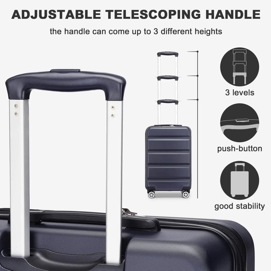 KONO hand luggage Suitcase-Lightweight hard case with TSA Lock & 4 spinner wheels, cabin-fit (55/65/75cm)