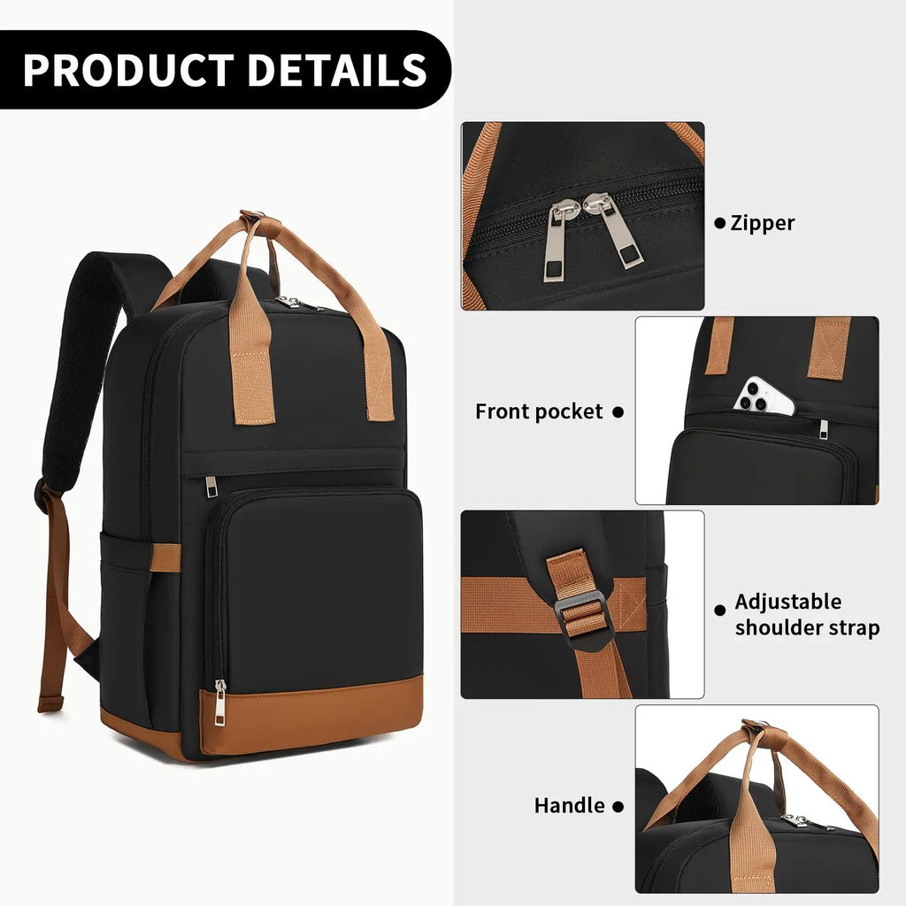 KONO WOMEN'S Waterproof Laptop Backpack with 15.6 Inch Laptop Compartment headphones Connector Ergonomic Ideal for School & Travel