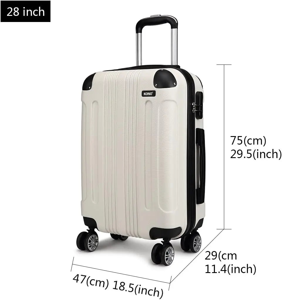 KONO Suitcase Lightweight hard case trolley suitcase with 4 twin wheels ABS material