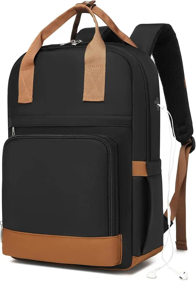 KONO WOMEN'S Waterproof Laptop Backpack with 15.6 Inch Laptop Compartment headphones Connector Ergonomic Ideal for School & Travel