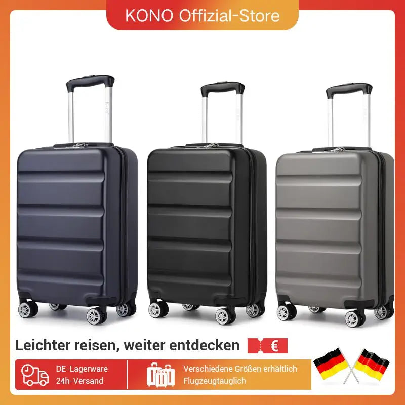 KONO hand luggage Suitcase-Lightweight hard case with TSA Lock & 4 spinner wheels, cabin-fit (55/65/75cm)