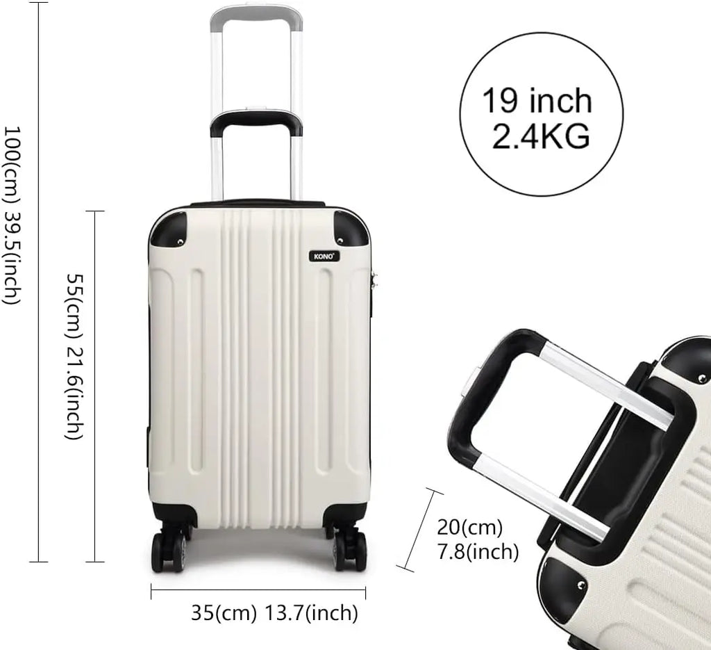 KONO Suitcase Lightweight hard case trolley suitcase with 4 twin wheels ABS material