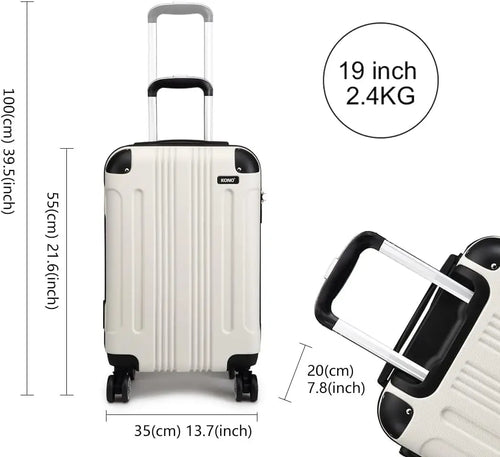 KONO Suitcase Lightweight hard case trolley suitcase with 4 twin wheels ABS material