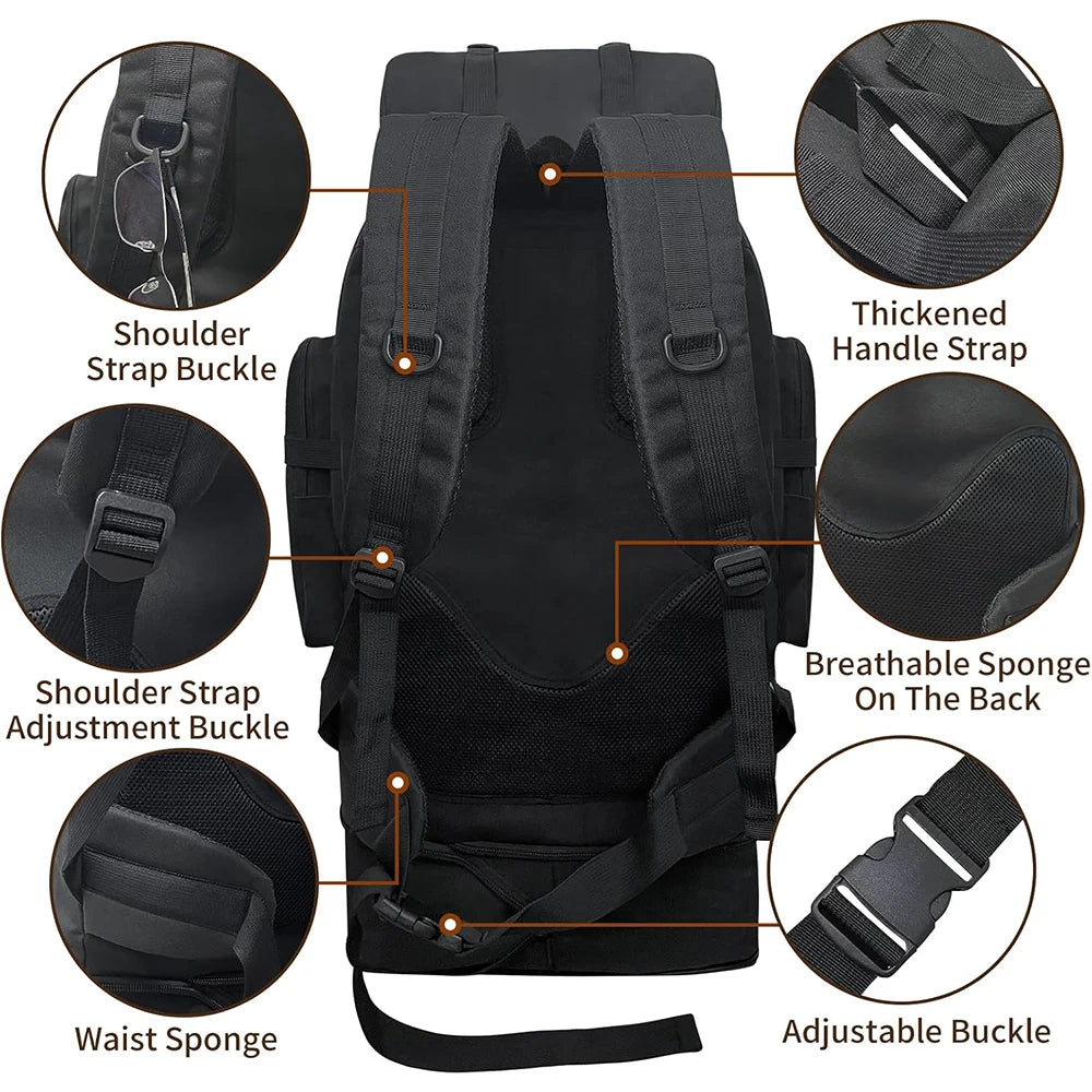 100L Mountaineering Bag Hunting Shoulder Luggage Large Bag Multifunctional Camouflage Backpack For Hiking Camping Outdoor Sport