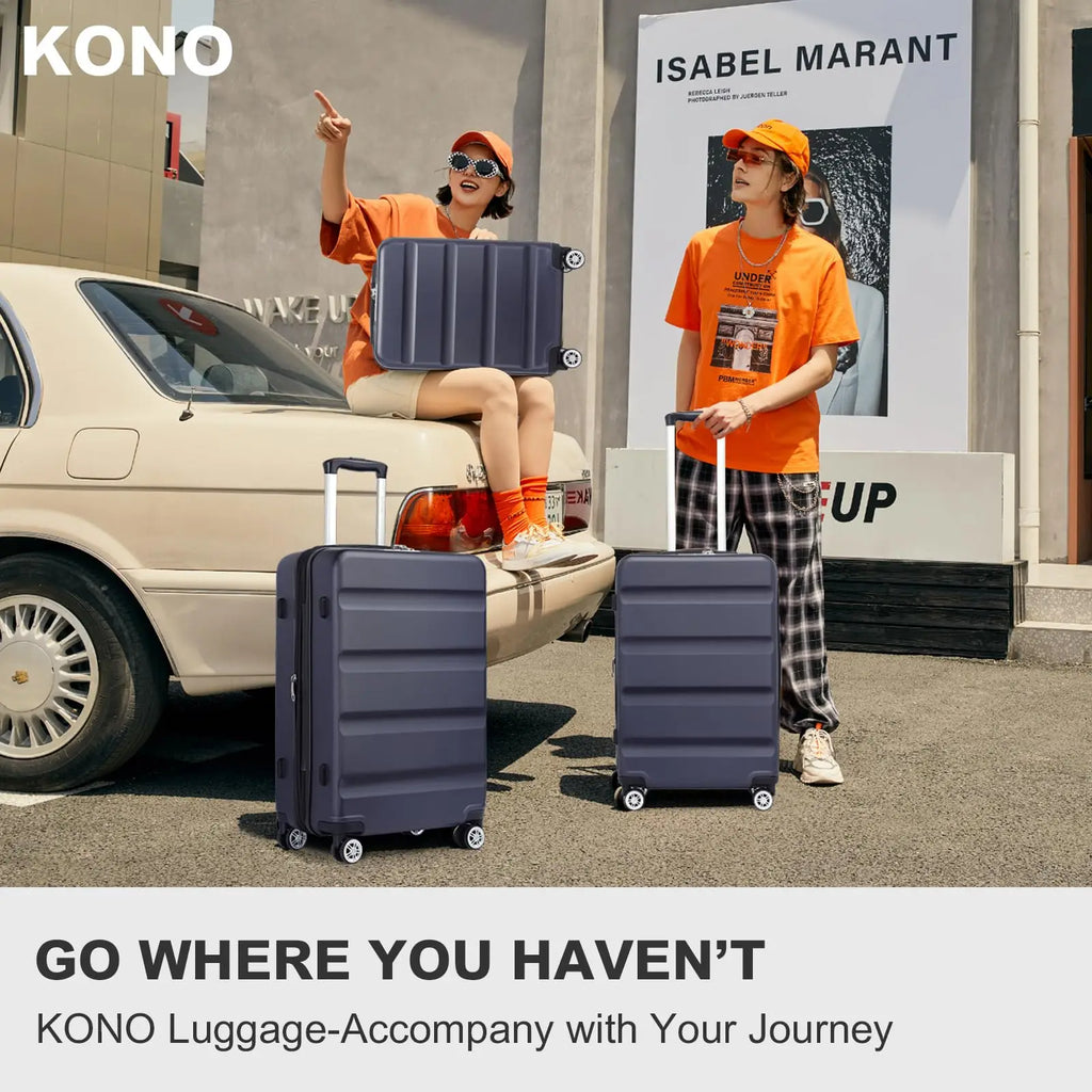 KONO hand luggage Suitcase-Lightweight hard case with TSA Lock & 4 spinner wheels, cabin-fit (55/65/75cm)