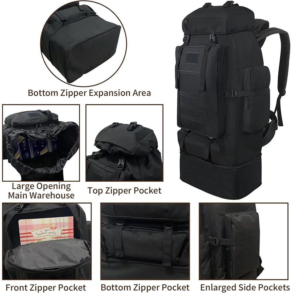 100L Mountaineering Bag Hunting Shoulder Luggage Large Bag Multifunctional Camouflage Backpack For Hiking Camping Outdoor Sport