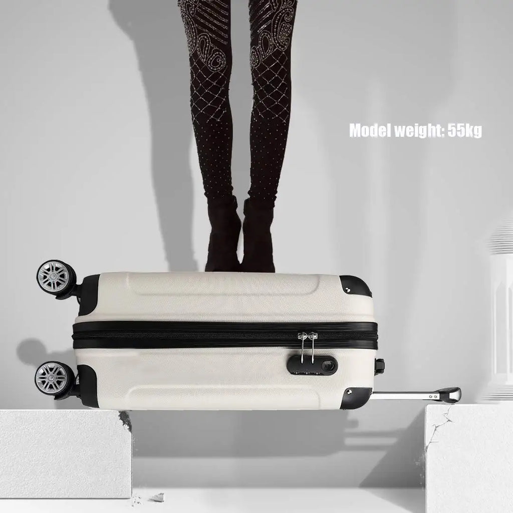 KONO Suitcase Lightweight hard case trolley suitcase with 4 twin wheels ABS material