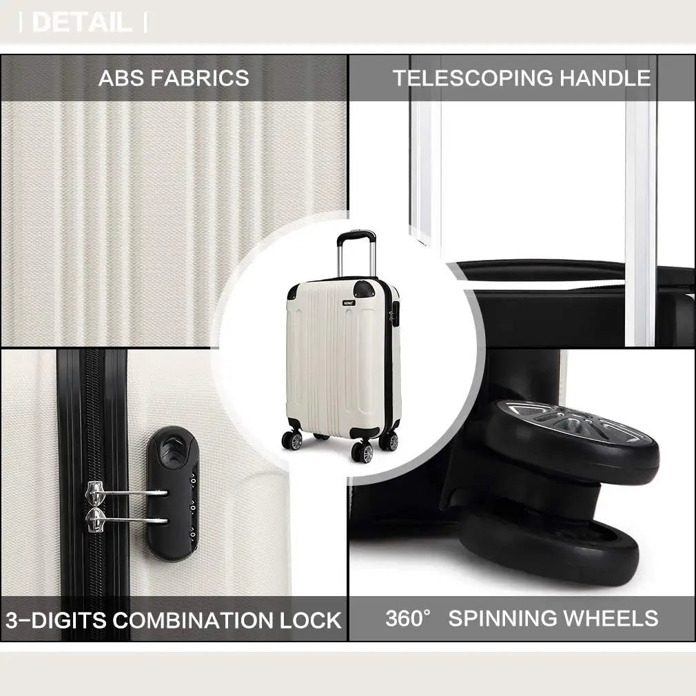 KONO Suitcase Lightweight hard case trolley suitcase with 4 twin wheels ABS material